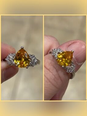 Brand NEW yellow and gold CZ design ring! $25